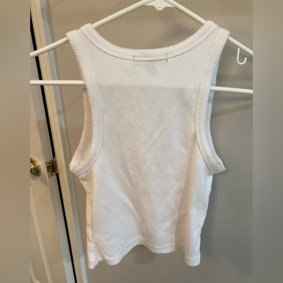 Harper and Ivy Embroidered Cherry White ribbed Stretch Tank Top sz small - Picture 4 of 5